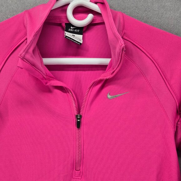 Nike Dri-Fit Long Sleeve Activewear, 1/4 zip, Hot Pink, Running, Pullover, Small - Picture 5 of 10